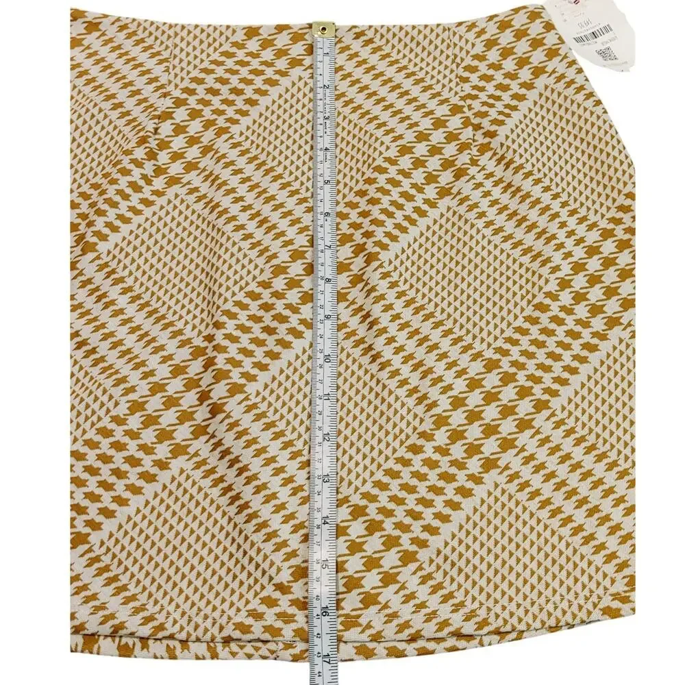 NWT Altar'd State Mini Skirt Geo Print High Rise Yellow USA Made Womens Large